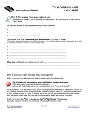 Small Business Coaching Manage Interruptions Exercise Page 2