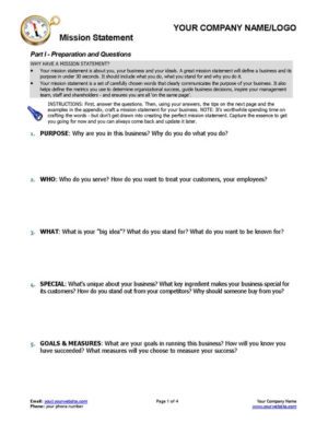 Small Business Coaching Mission Statement Generator Tool Page 1
