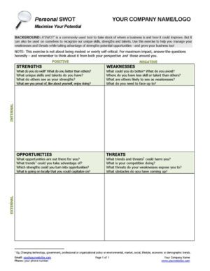 Personal SWOT Analysis Tool for Small Business Coaching