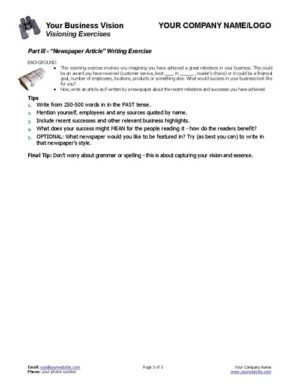 Small Business Coaching Visioning Exercises Page 3