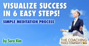 Coach Visualizing Success Meditating on Cloud with Blue Sky
