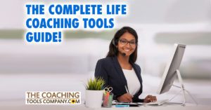 Life Coaching Tools Guide with Smiling Coach at Desk