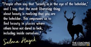 Salma Hayek on Beauty with Stag, Night Sky and Moon