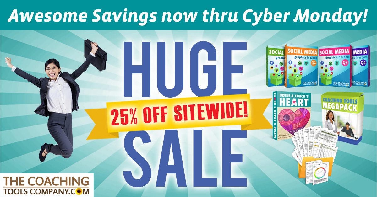 Cyber Sale Post Image with Happy Coach Jumping