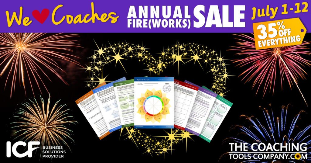Coaching Tools on background of Fireworks - for Annual Sale!