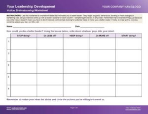 Authentic Leadership Coaching Tools 7 - Action Brainstorming Exercise