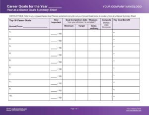 Leadership Career Goal Tools 2 - Year-at-a-Glance