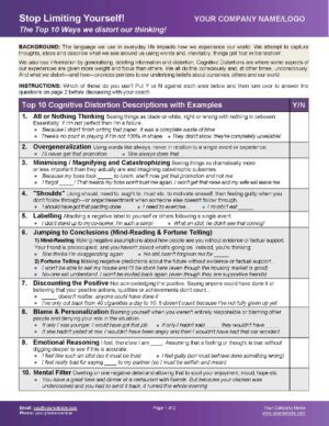 Leadership Development Resources - Stop Limiting Yourself! Cognitive Distortions