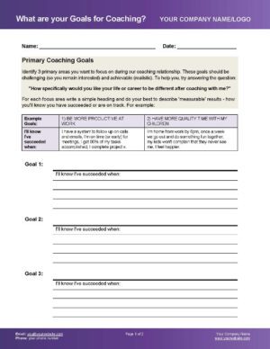 Leadership Coaching Goals Worksheet