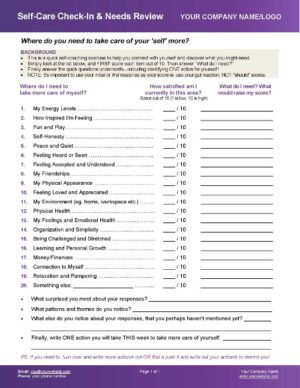 Leadership Assessment - Self-Care & Needs Review