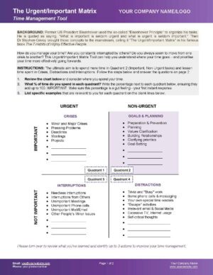Leadership Toolkit Essentials - Urgent Important Matrix