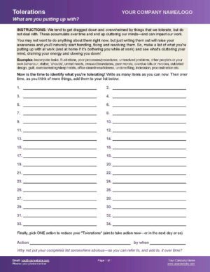 Leadership Coaching Tools - Identify Tolerations Exercise