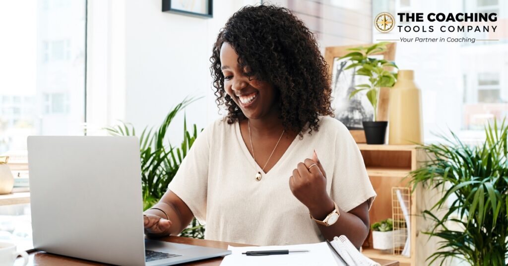Happy Coach reviewing her niche and refining her CEO mindset.