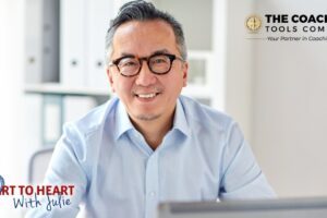Man at a desk reflecting on role models.